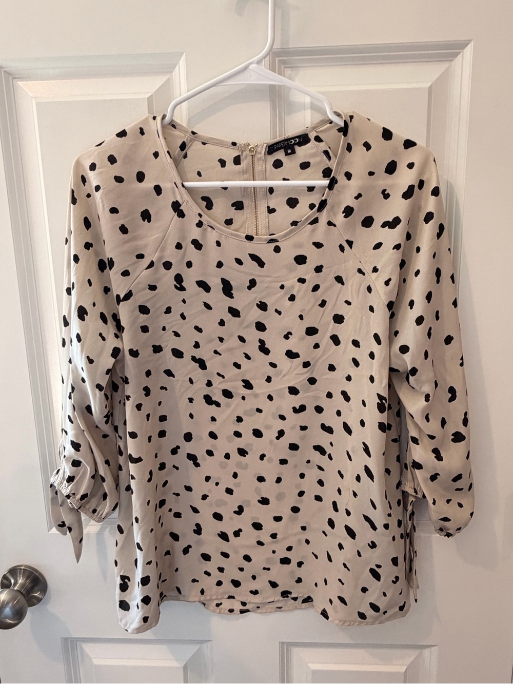 Papermoon Tan Blouse with Black Dots Size Medium